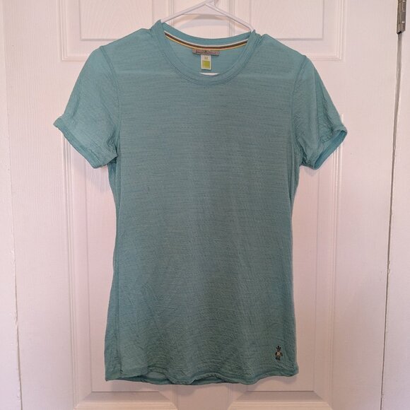 Smartwool Merino Sport 120 T-Shirt Women Med Tee Short Sleeve Crew Teal Blue - Picture 1 of 9